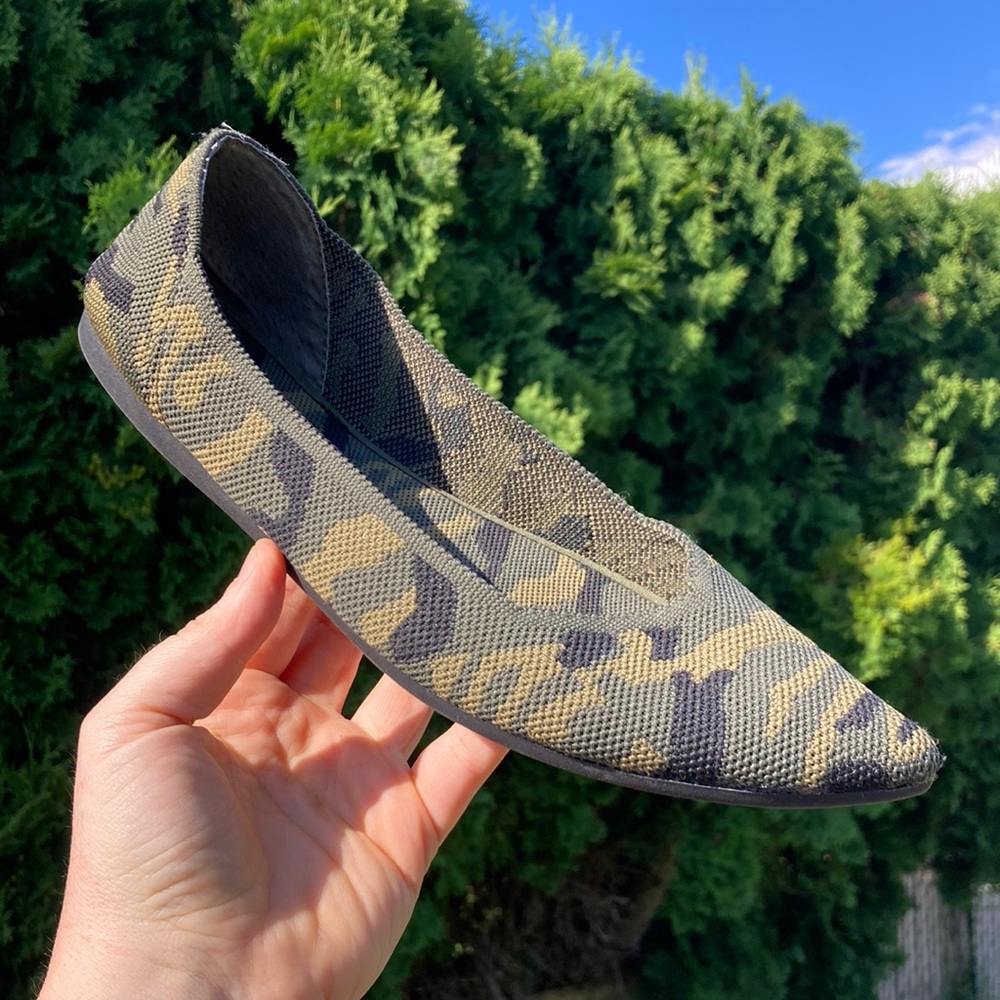 Steven by Steve Madden Pointed Toe Camo Knit Flat Womens Size 6.5 Green Black